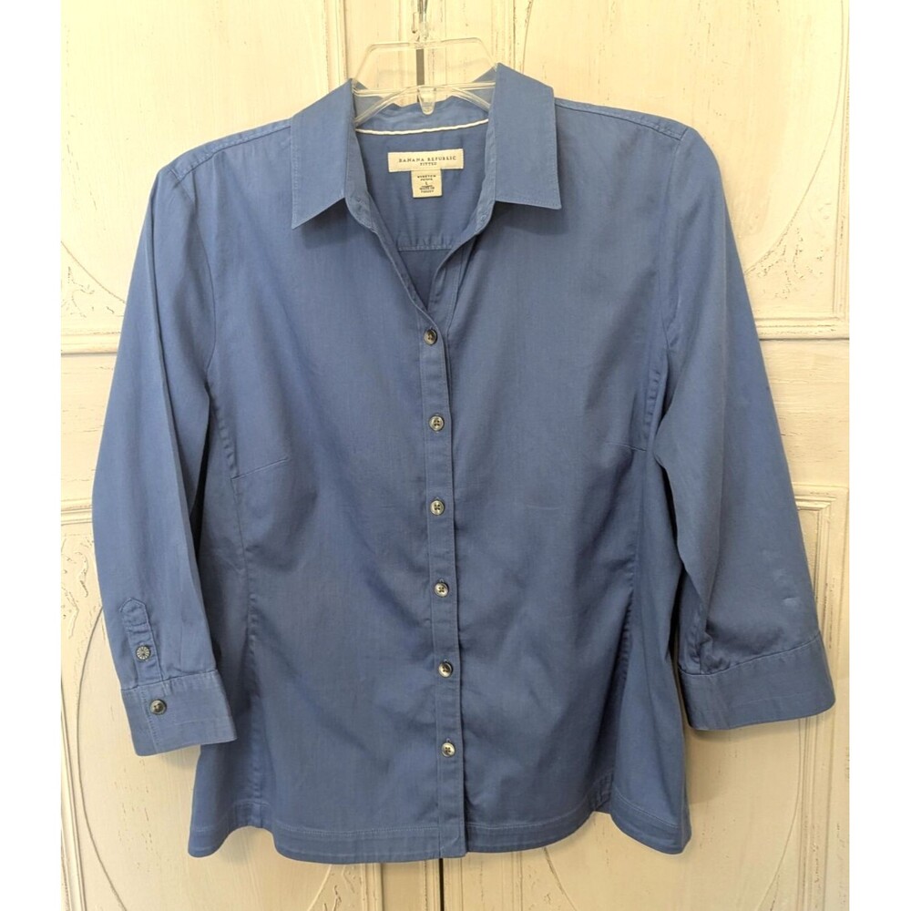 Banana Republic Tailored Fit Blue Button Down Shirt Women's Petite Large